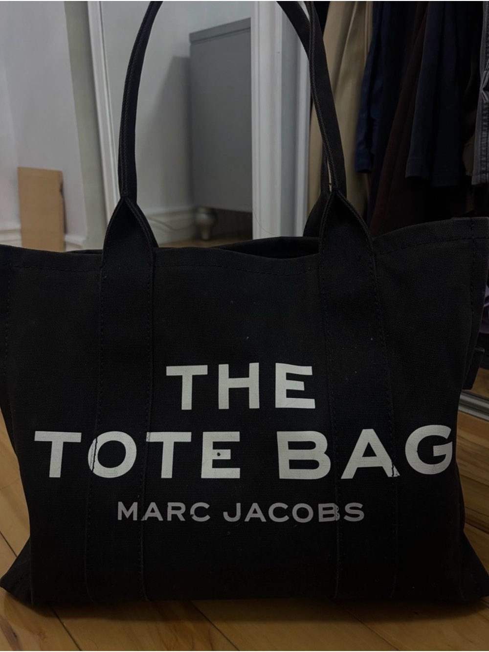 Marc Jacobs Black Canvas Tote Bag with White Logo